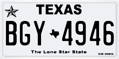 TX license plate BGY4946