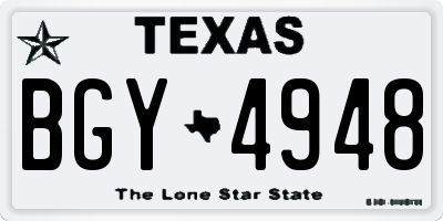 TX license plate BGY4948