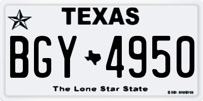 TX license plate BGY4950