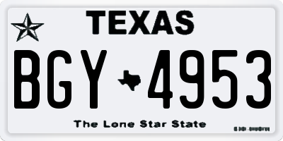 TX license plate BGY4953