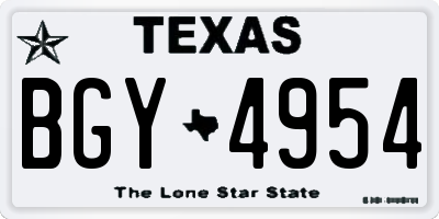 TX license plate BGY4954