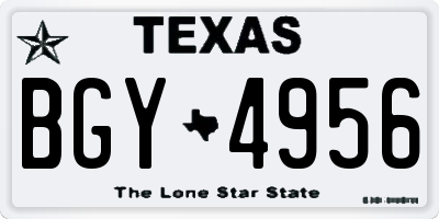 TX license plate BGY4956