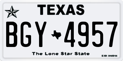 TX license plate BGY4957