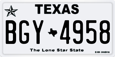 TX license plate BGY4958