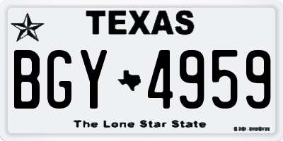 TX license plate BGY4959