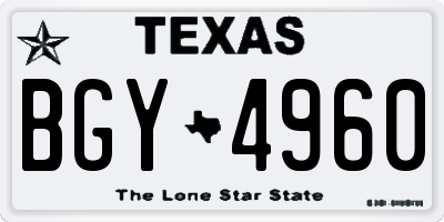 TX license plate BGY4960