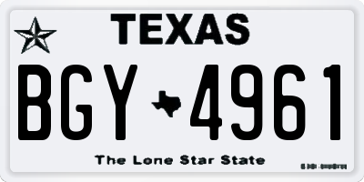 TX license plate BGY4961