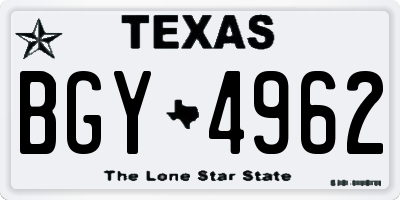 TX license plate BGY4962