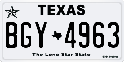 TX license plate BGY4963