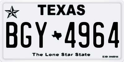 TX license plate BGY4964