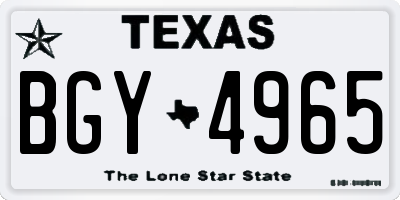 TX license plate BGY4965