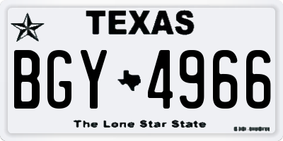TX license plate BGY4966
