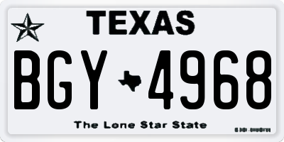 TX license plate BGY4968