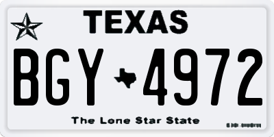 TX license plate BGY4972