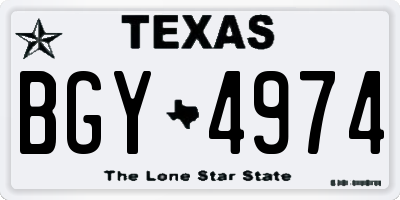 TX license plate BGY4974
