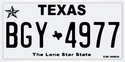 TX license plate BGY4977