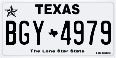 TX license plate BGY4979