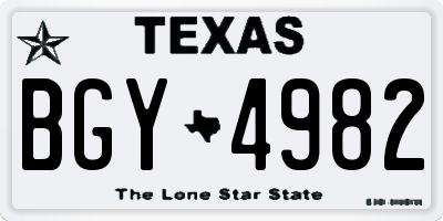 TX license plate BGY4982