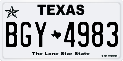 TX license plate BGY4983