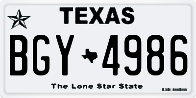 TX license plate BGY4986