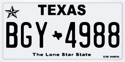 TX license plate BGY4988