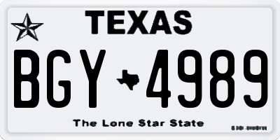 TX license plate BGY4989