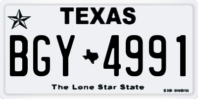 TX license plate BGY4991