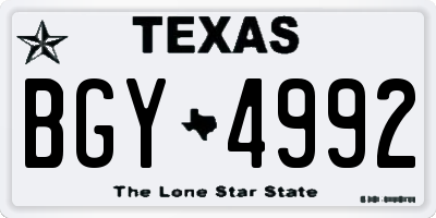TX license plate BGY4992