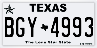 TX license plate BGY4993