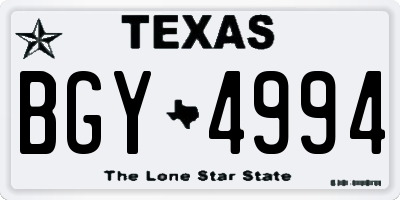 TX license plate BGY4994