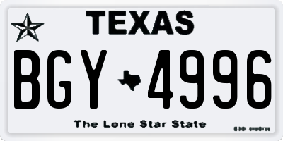 TX license plate BGY4996