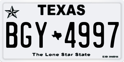 TX license plate BGY4997