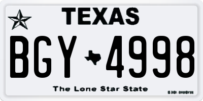 TX license plate BGY4998