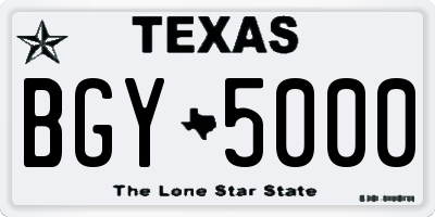 TX license plate BGY5000