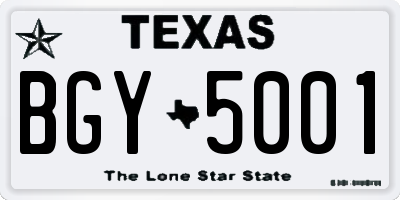 TX license plate BGY5001
