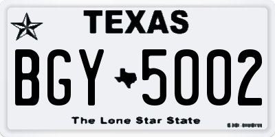 TX license plate BGY5002