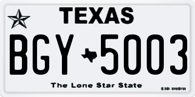 TX license plate BGY5003