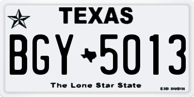 TX license plate BGY5013