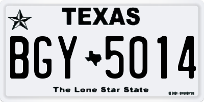 TX license plate BGY5014