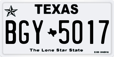 TX license plate BGY5017