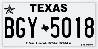 TX license plate BGY5018