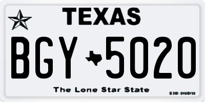 TX license plate BGY5020