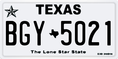 TX license plate BGY5021