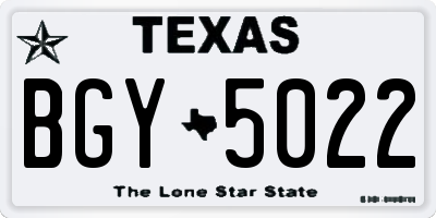 TX license plate BGY5022