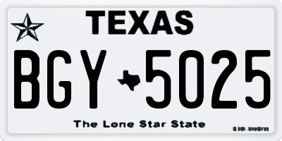 TX license plate BGY5025