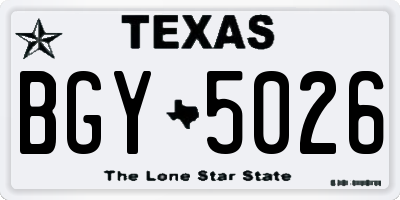 TX license plate BGY5026