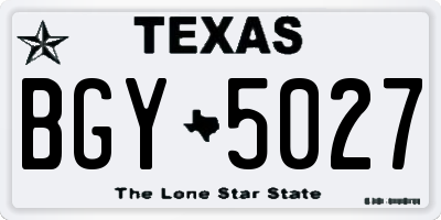 TX license plate BGY5027