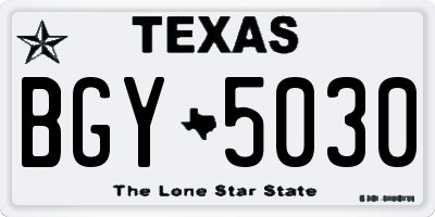 TX license plate BGY5030
