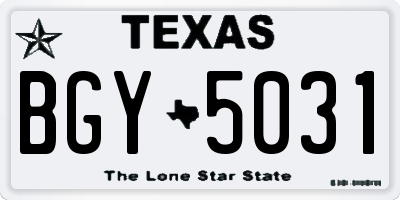 TX license plate BGY5031