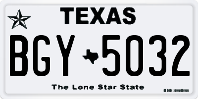TX license plate BGY5032
